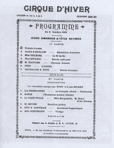 Program, Cirque d'Hiver, 1903
