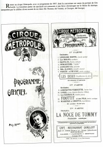 Poster-program, Cirque Metropole, 1907